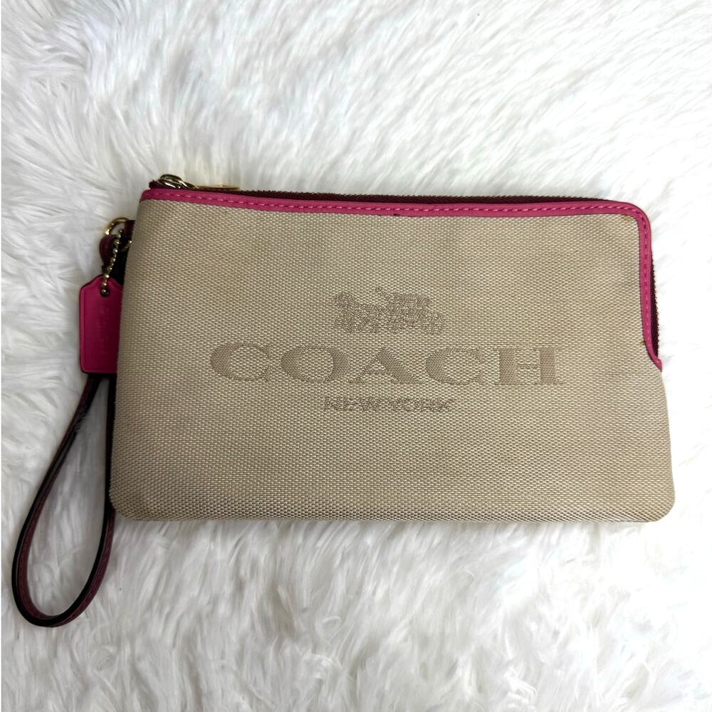 COACH Color Block Double Zipper Wallet Wristlet